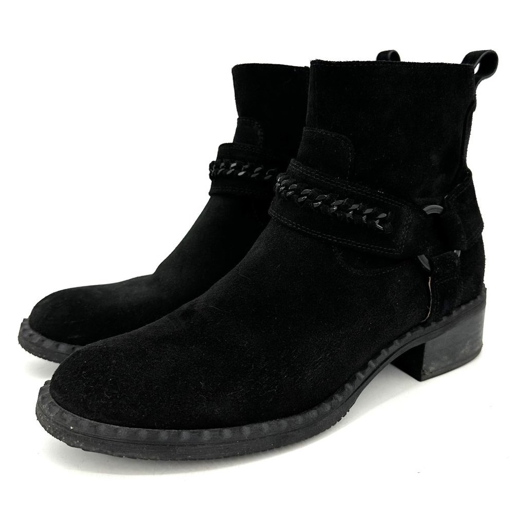 Gentle Souls Kenneth Cole Best Chain Ankle Harness Booties Black Suede 8.5